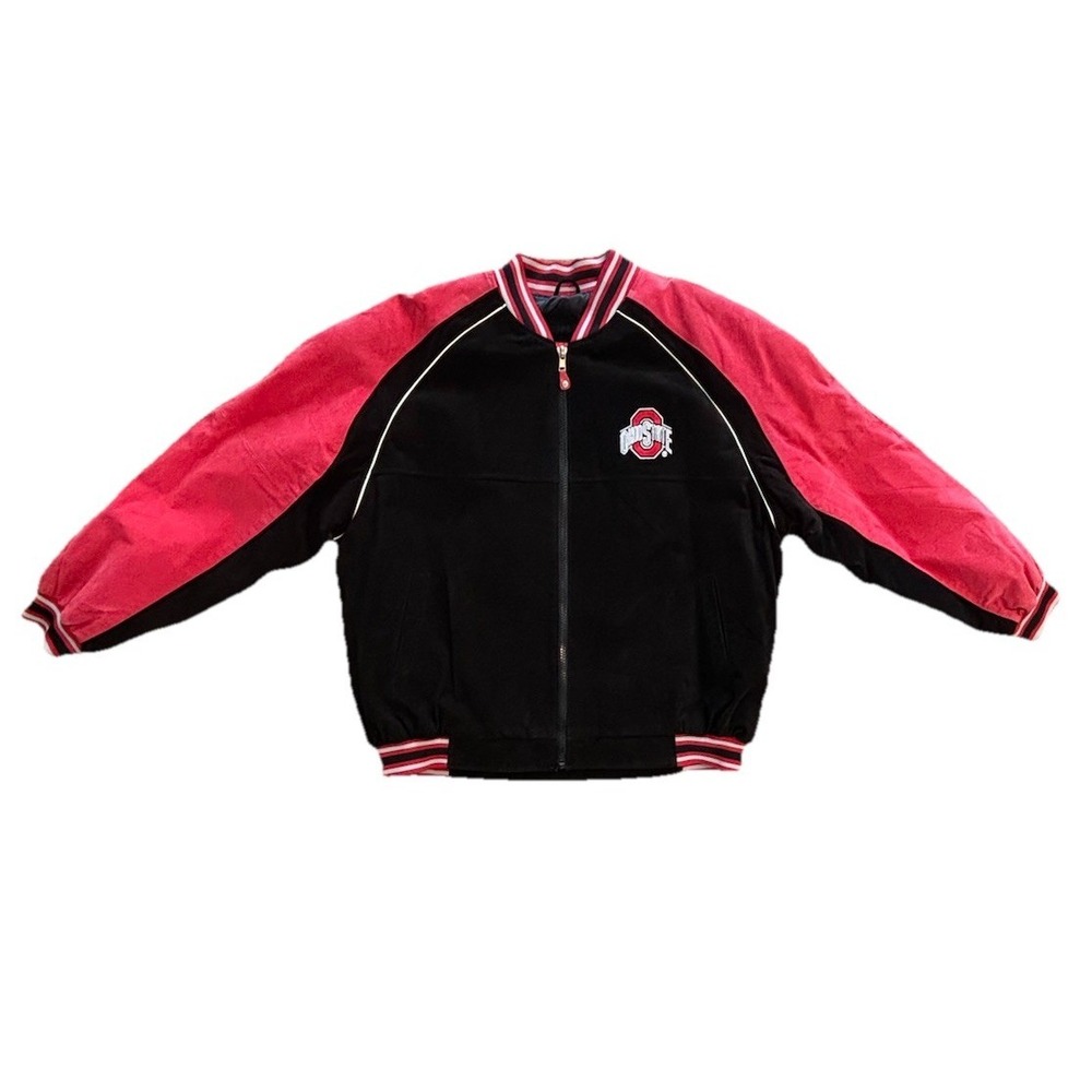 NWT Ohio State Buckeyes Suede Leather Red Black Zip Up Jacket‎ Men's XL